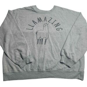 Wound Up Llamazing Llama Gray Oversized Comfy Sweatshirt Women's XXXL